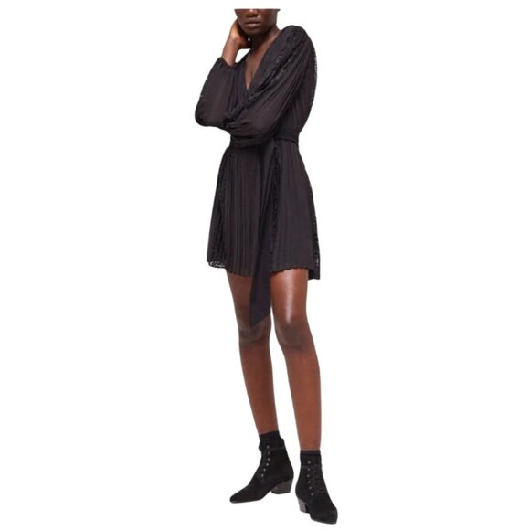 The Kooples Black Lace Detailed Dress Elegant Long Sleeves MSRP $415 US M - Picture 3 of 14